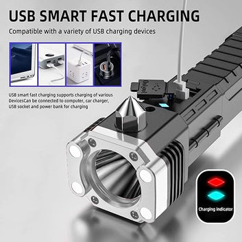 8 in 1 Portable Rechargeable Torch LED Flashlight